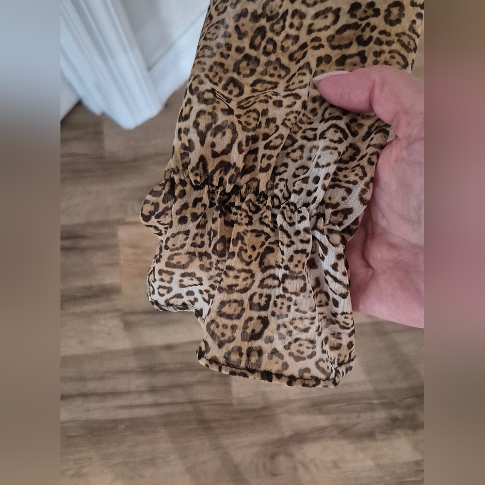 Zara Animal Print Ruffle Blouse/Bodysuit - Picture 5 of 8